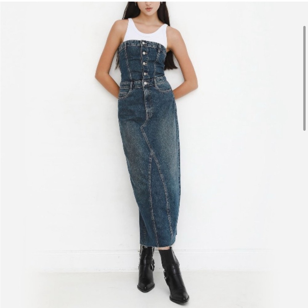 NWOT Zara trafaluc long denim midi dress